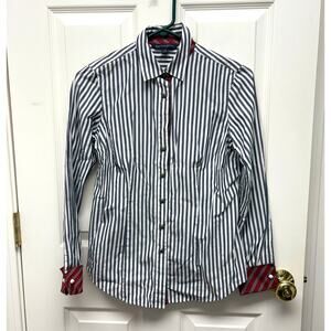 Brooks Brothers Striped Fitted Blouse French Cuffs Metal Buttons Women’s Size 4P